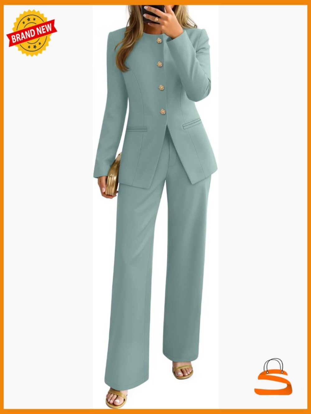 Two Piece Blazer and Wide Leg Pant Set Work Outfit